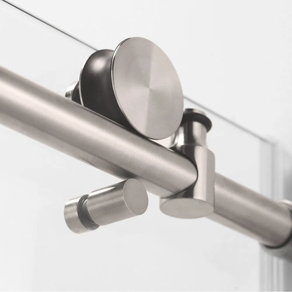 48" X 35" X 77.5" Completely Frameless Sliding Shower Enclosure with Right Drain Shower Base, Polished Chrome