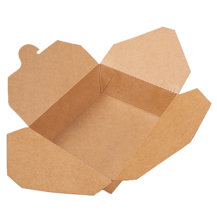Custom Disposable Restaurant Togo Container Take Away Lunch Packing Boxes for Fast Food Grade Kraft Paper Packaging Box