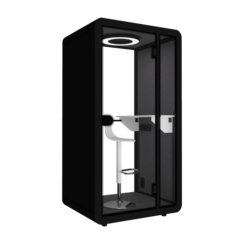 Acoustic Workstation Pod for Libraries with Integrated LED Lights and Air Circulation