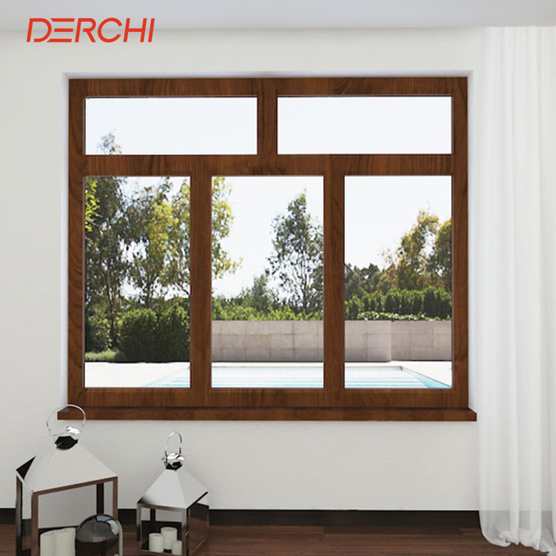 Derchi Interior Panoramic Double Glazing Picture Fixed Window Thermal Break UPVC PVC Fixed Window