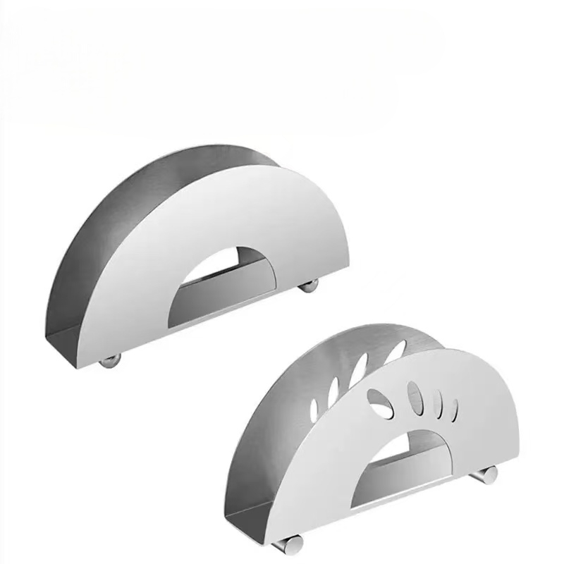 Commercial Kitchenware Thickened Stainless Steel Restaurant Half-Circle Napkin Rack Hotel Napkin Holder with Feet