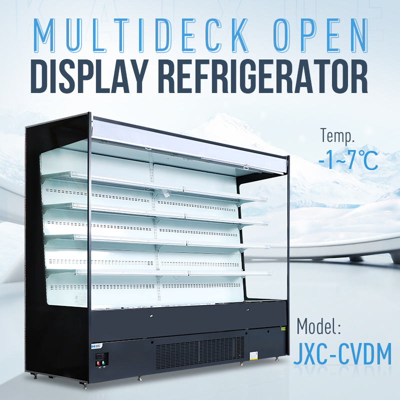 Supermarket Fan Cooling Adjustable Shelves Vegetable Fruit Showcase Air Chiller Multideck Open Display Refrigerator