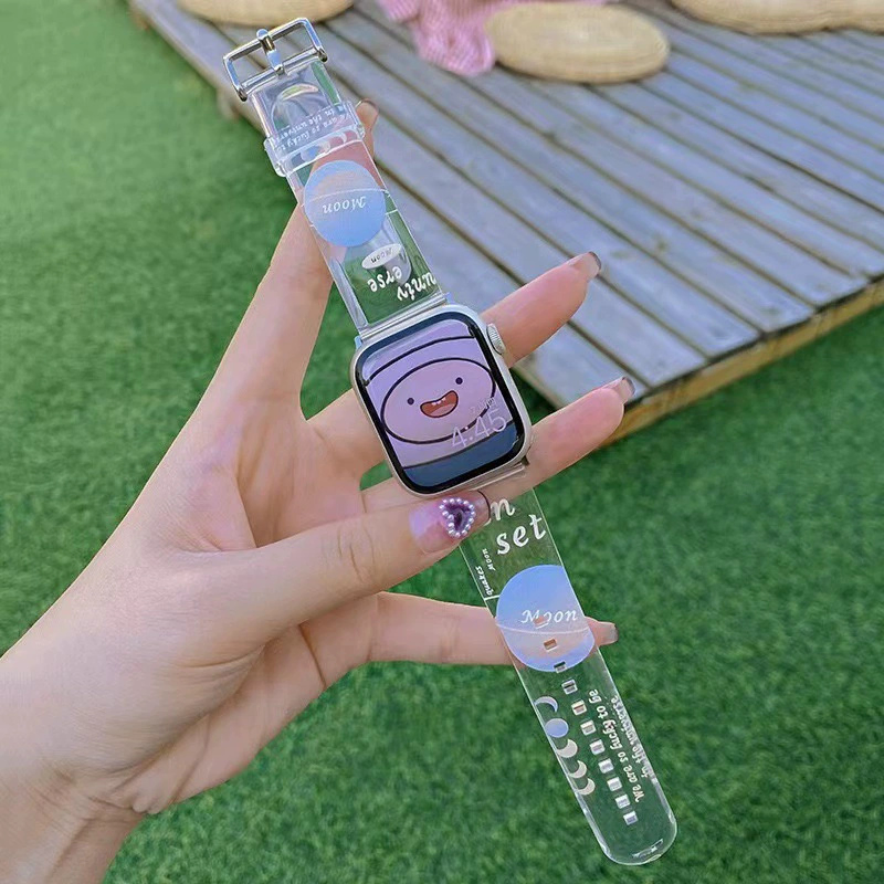 Wholesale Transparent TPU Watchband Cartoon Band Custom Printed Watch Strap for iWatch