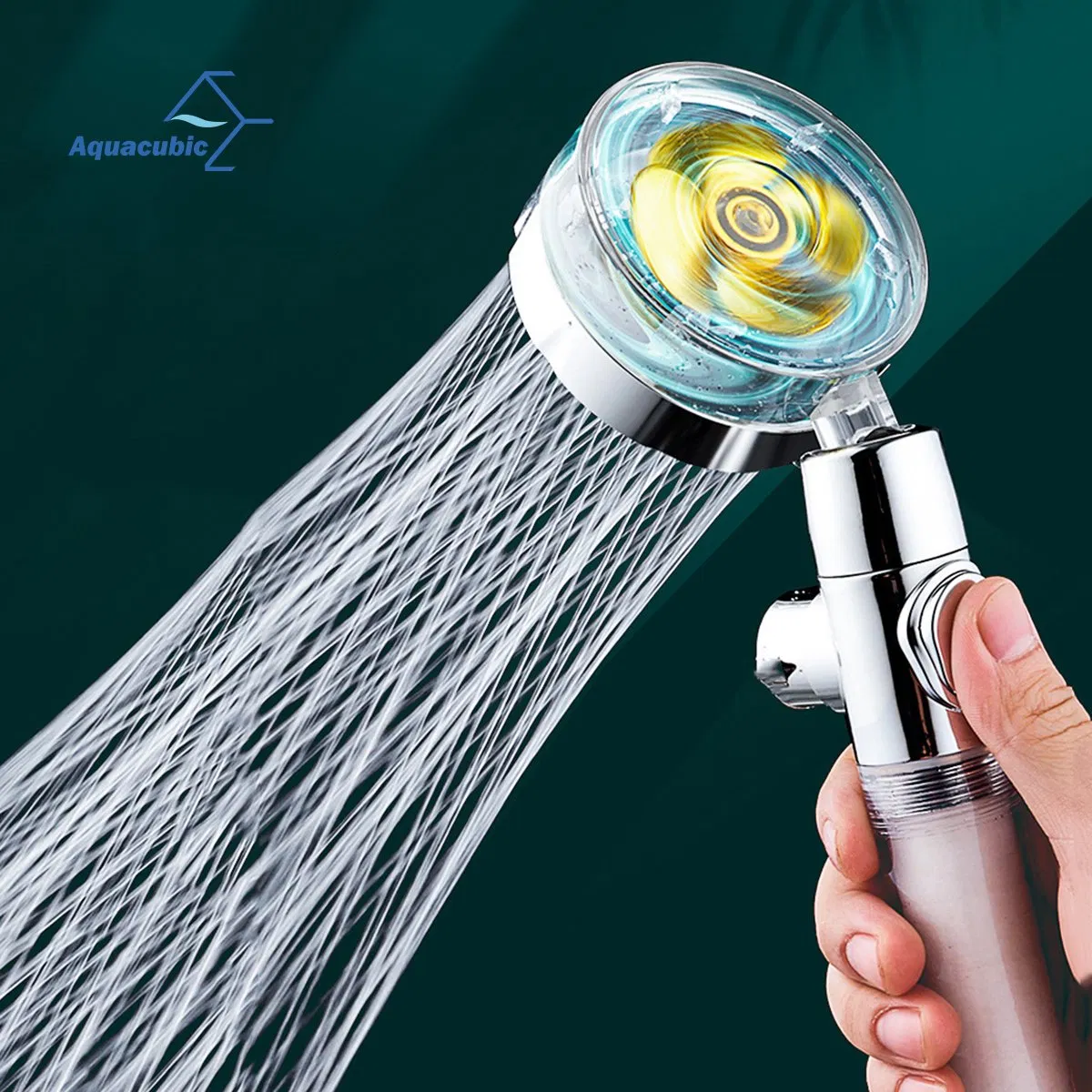 High Pressure Spray Nozzle with Fan Turbocharged Shower Head 360 Degrees Rotating Ionic Filter Handheld Shower Head