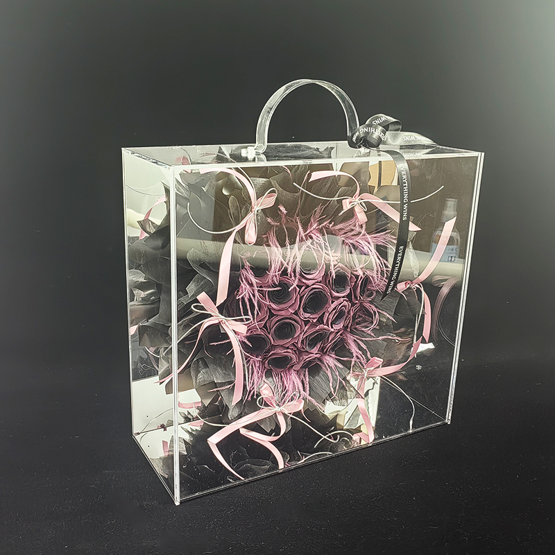Acrylic Bag Display Case with Clear Design and Handled Packing Box
