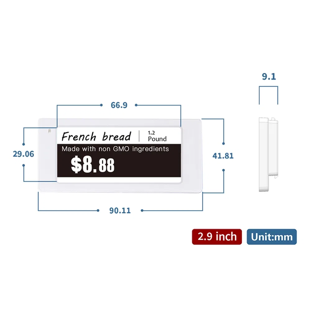 Durable ABS 2.9 Inch Electronic Price Tag for Supermarket Use Tag