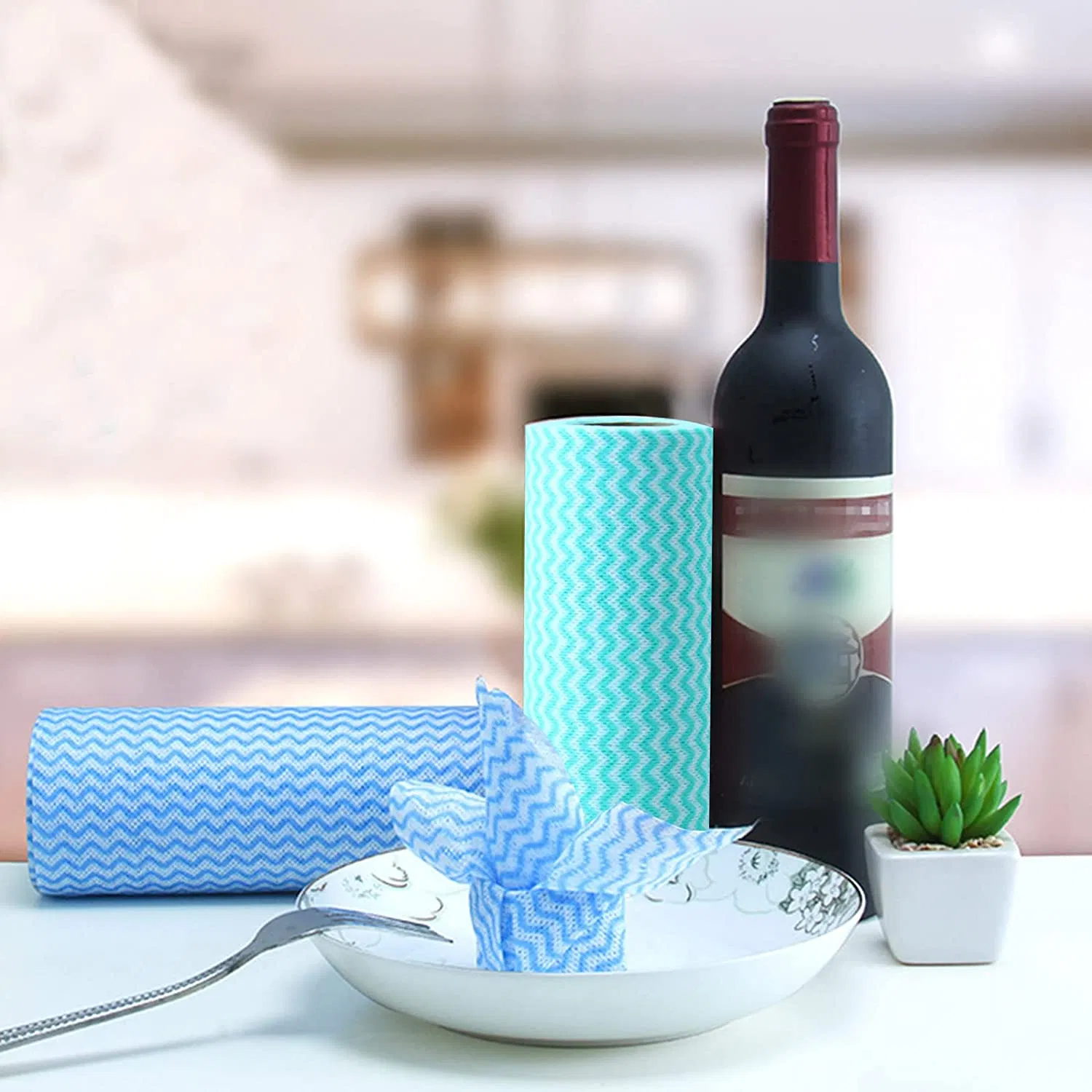 Non-Woven Disposable Kitchen Cloths Dish Towels Fast Decontamination