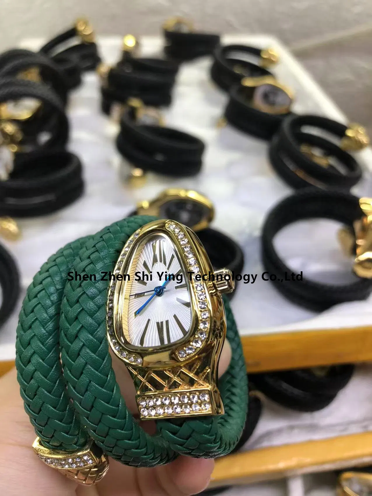 Waterproof Fashion Girls Ladies Snake Bangle Gift Wrist Watches Stainless Steel Back