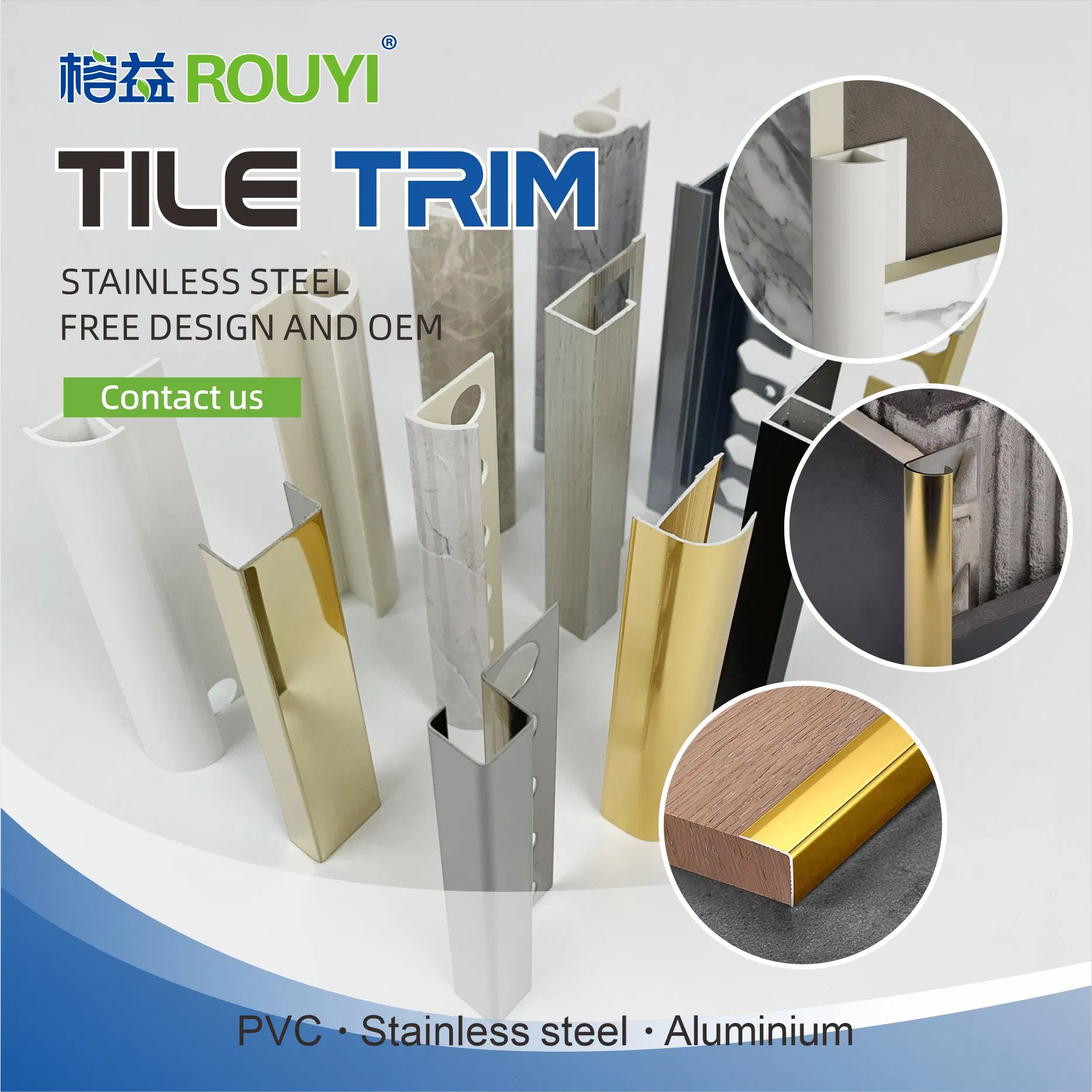 OEM ODM Wholesale Aluminum Metal Trimming Ceramic Corner Tile Trim