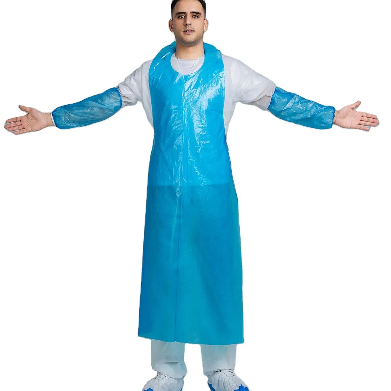 PE Disposable Medical Apron Hospital for Healthcare Polythylene Waterproof Disposable Non-Sterile Blue Apron