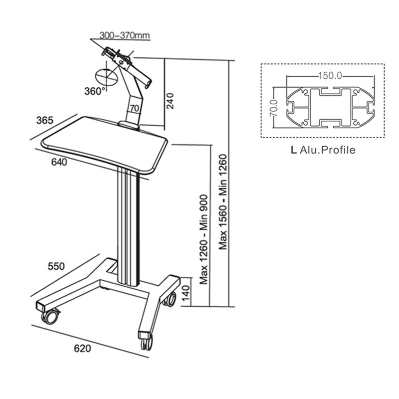 Мобильная рабочая станция для планшета L-профиль