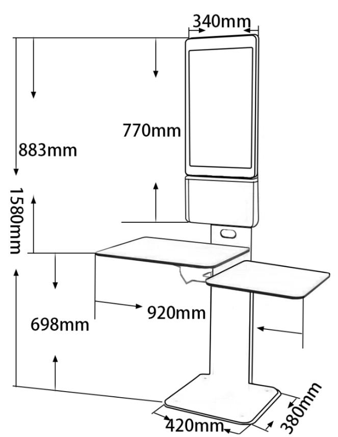 Ocom POS-K004 21.5 Inch Self-Service POS System Android Windows Touch Screen Kiosk with 80mm Thermal Printer Scanner