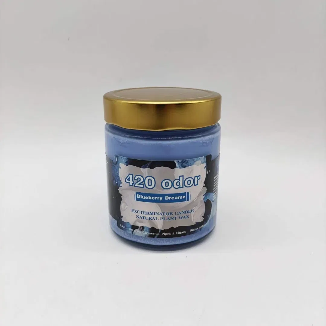 New Arrived Smoke 420 Odor Exterminator Glass Candle Jar 13 Oz Jar Candle Wax 14 Flavors