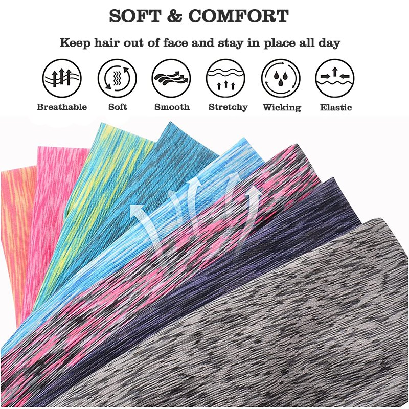 Workout Headbands Elastic Non Slip Sport Sweatband Moisture Wicking Running Headband Athletic Yoga Hairbands Women