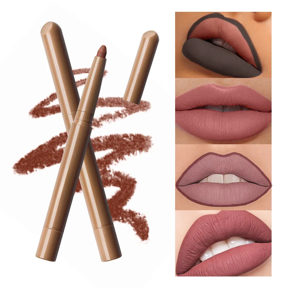 Private Label Mineral Peptide Lip Shape Multi-Color Waterproof Lip Liner Pencil Custom Creamy Brown Lip Liner
