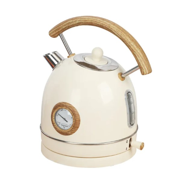 Elegant Wood Handle Electric Kettle with Temperature Display