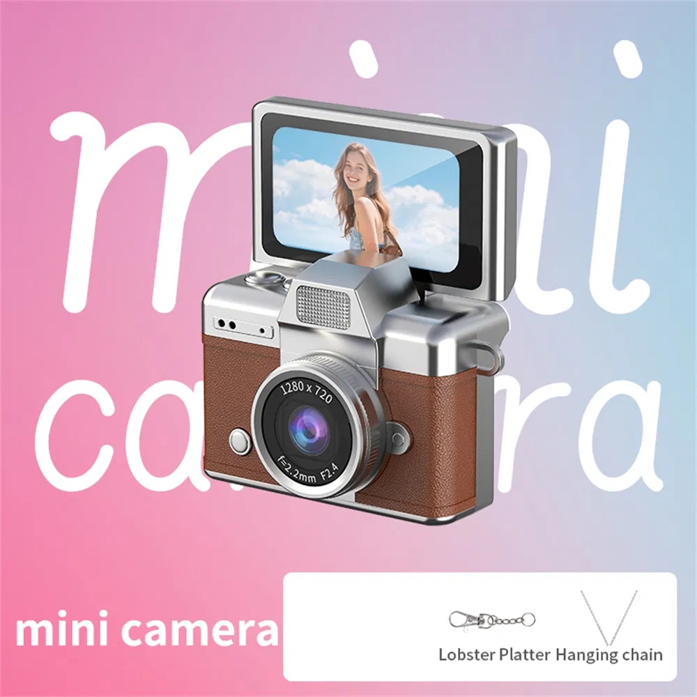 Lk-027 Mini Retro Camera - 1.47" Flip Screen, HD Video, CCD, Brown