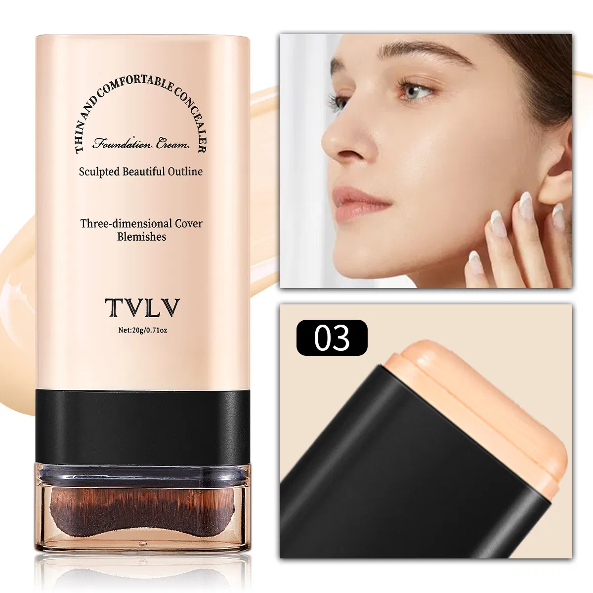 Dual-Ended Makeup Stick with Brush for Flawless Application