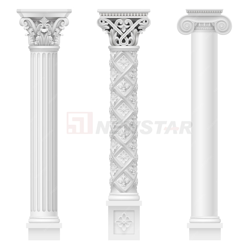 Newstar Outdoor Stone Carving and Sculpture Decorative Natural Marble Roman Pillar and Column for Villa Gate