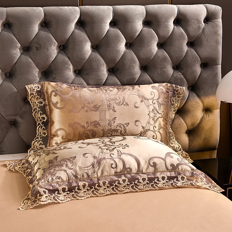 Jacquard Comforter Set Bed Cover Satin Silk Bedspread 4 PCS Bedding Sets