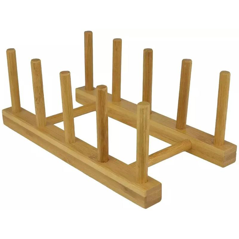 Record Storage Holder CD Display Stand, Bamboo Dish Plate Bowl Book Pot Lid Cutting Board Drying Rack Stand