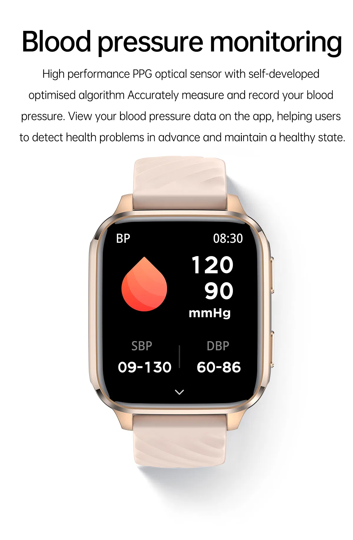 Factory Cheap 1.85 Inch CE RoHS Sdk Blood Pressure Monitoring Gift Health Smart Bracelet