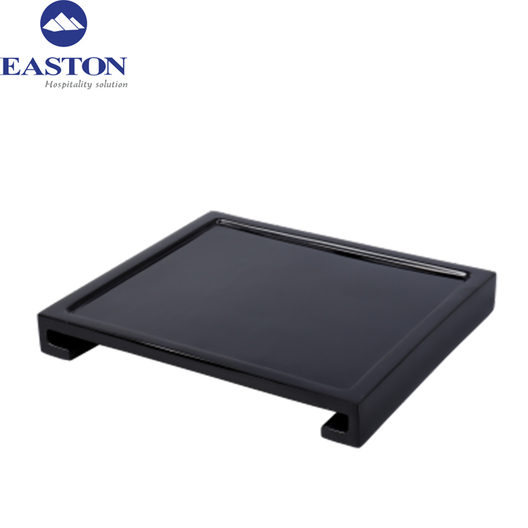 Hotel Custom Bathroom Rectangle Black Resin Towel Tray