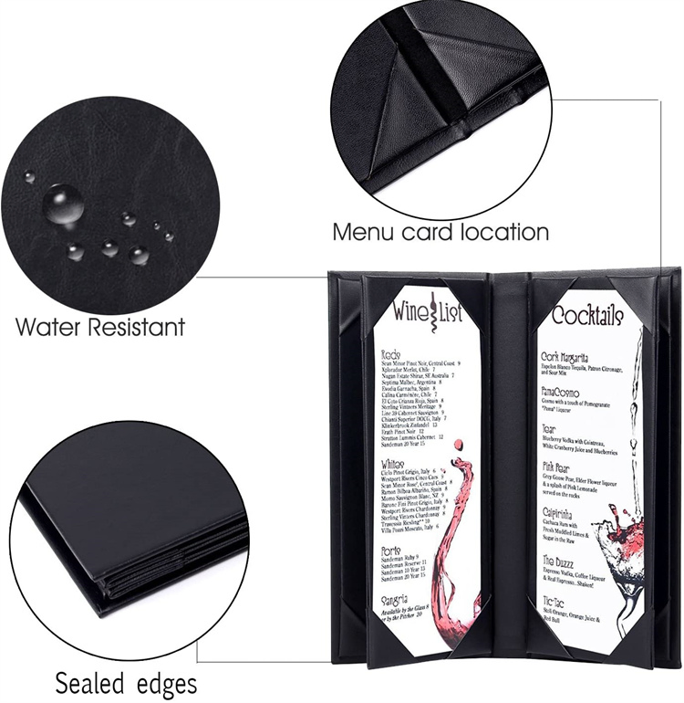 Supply Restaurant Menu Cover Faux Leather Menu Holder for Hotel