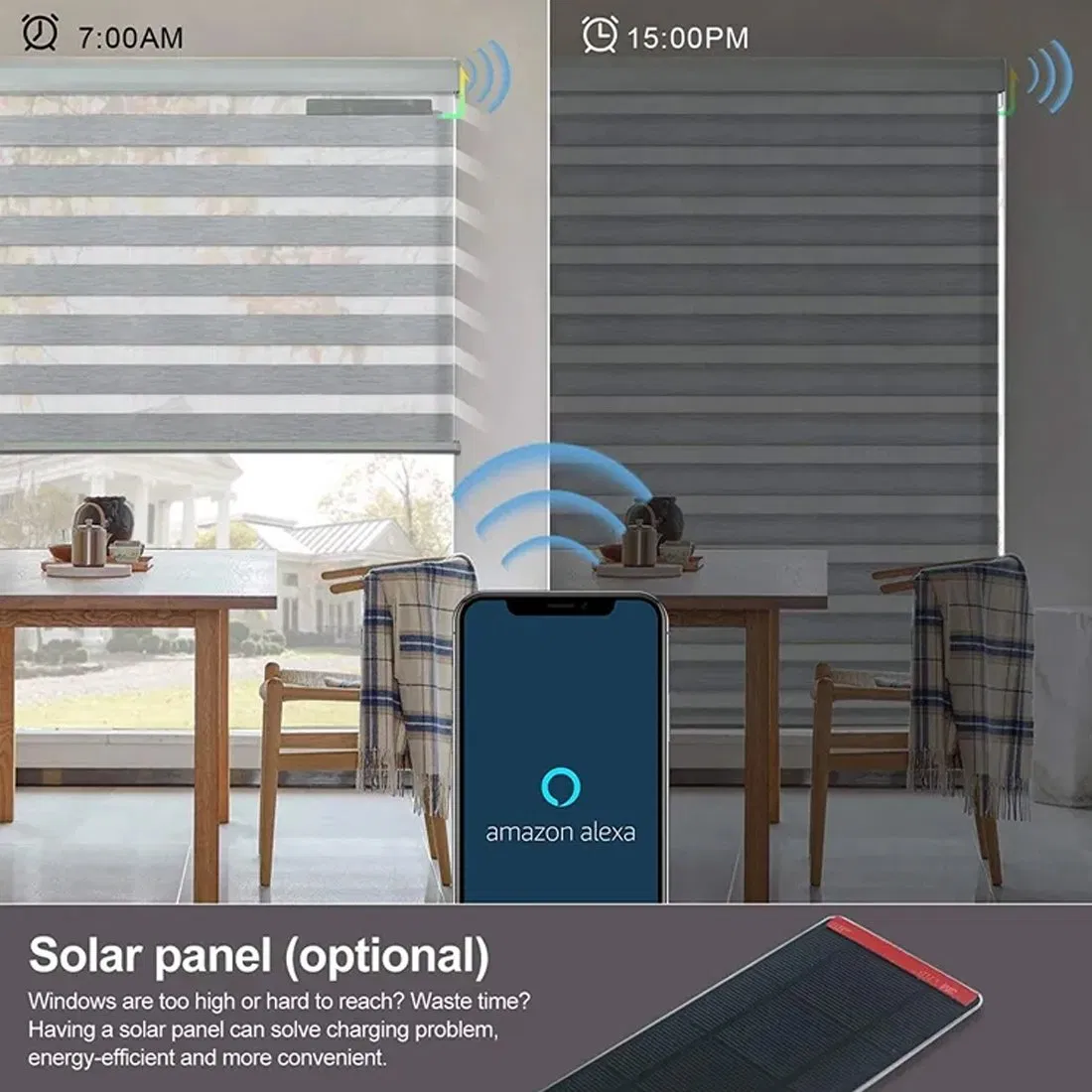 House Blackout Smart Electronic Motorized Shades Zebra Roller Blinds with APP Control