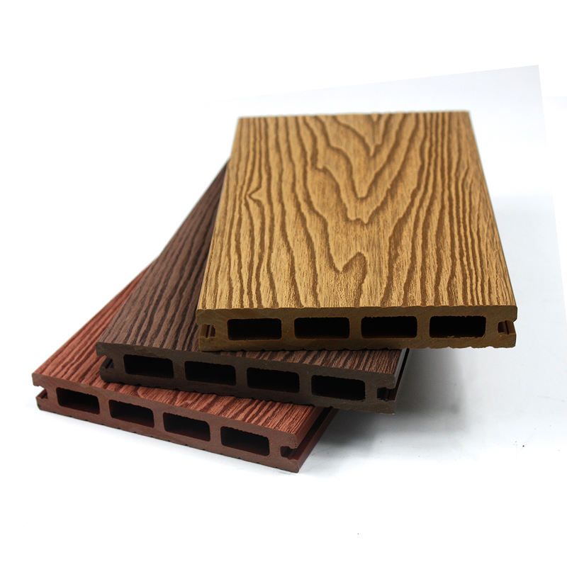 Wooden Plastic Composite Wooden Grain Surface Deep Embossing Anti-Rotten WPC Hollow Decking