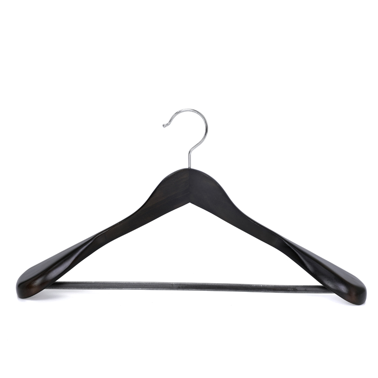 6 Pack Wide Shoulder Wooden Hangers with Non Slip Pants Bar Cherry Wood New Hot Sale Hanger