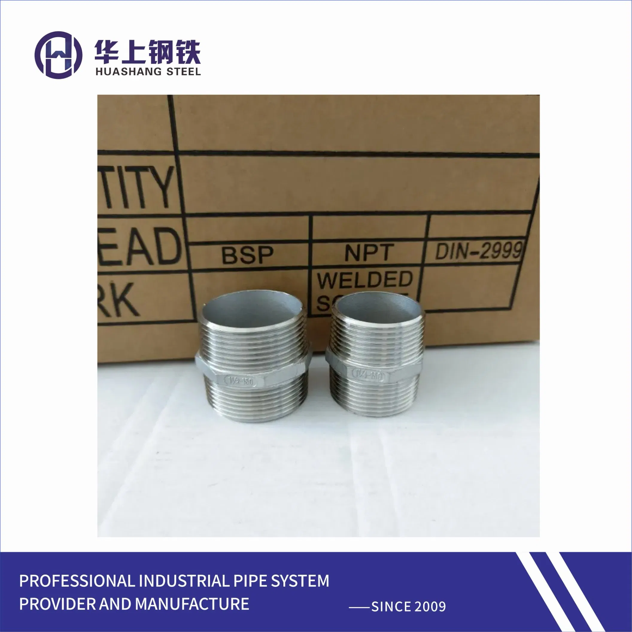 Stainless Steel 201 304 Thread Hex Nipple Reducer Pipe Fitting Male Thread Reducing Hexagon Pipe Nipple