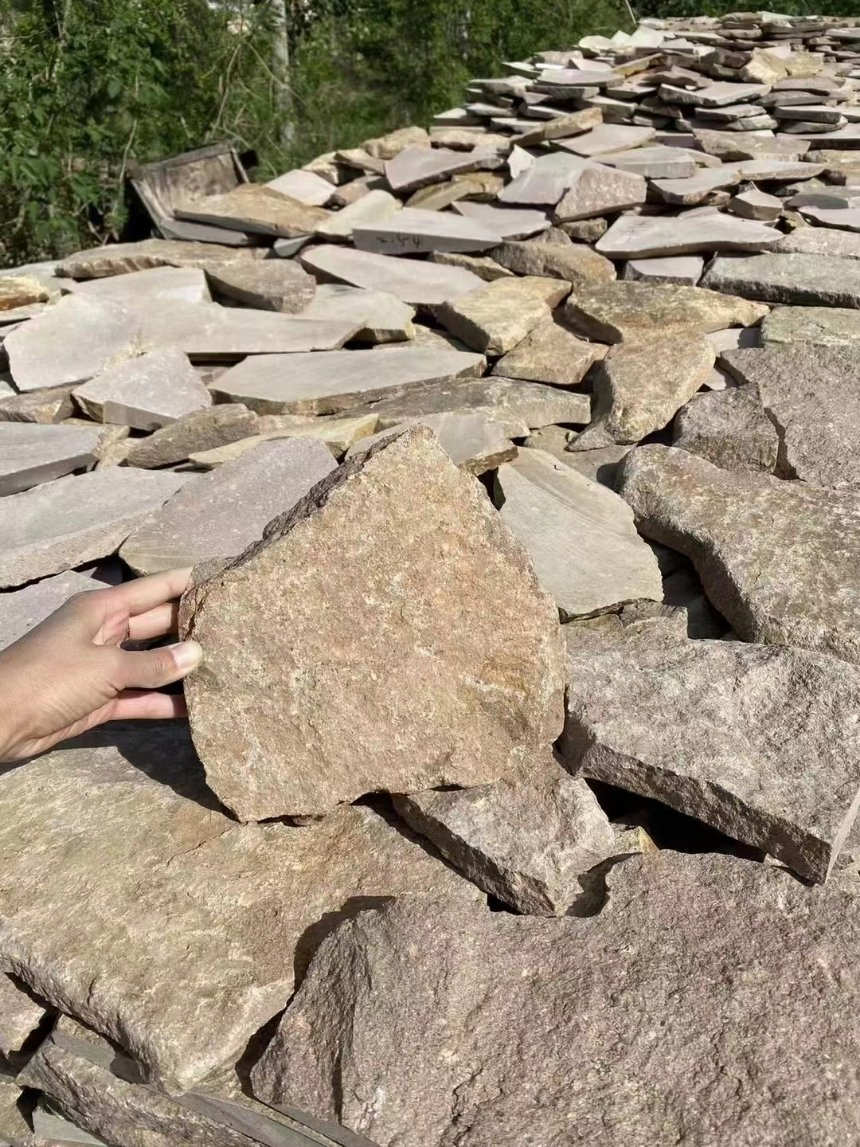 Irregular Yellow Slate Flagstone Natural Slate Veneer Culture Stack Stone for for Flooring Tiles/ Wall Cladding