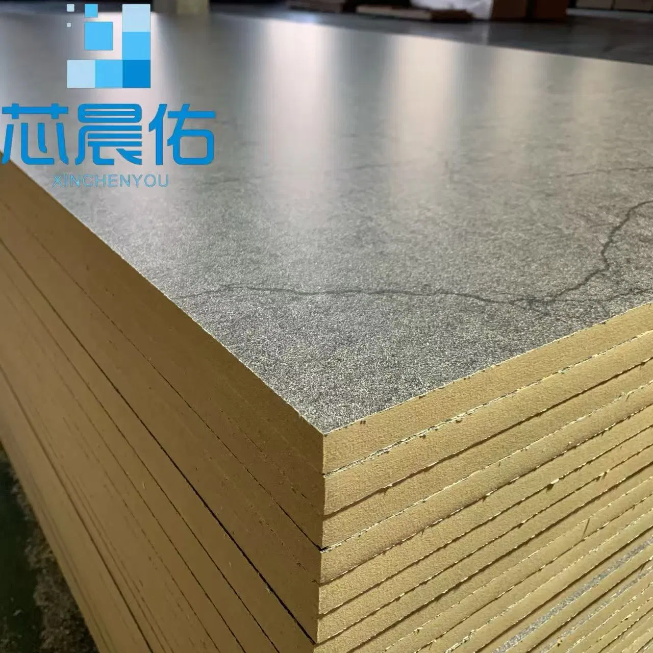 1220*2440*18mm Dark Gray Melamine MDF Board with Sensory Surface for Furniture