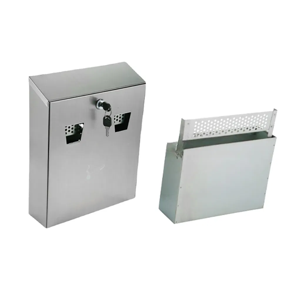 Tech Stainless Steel Cigarette Bin Compact Wall-Mounted Ashtray Smoke Disposal Unit for Wholesales