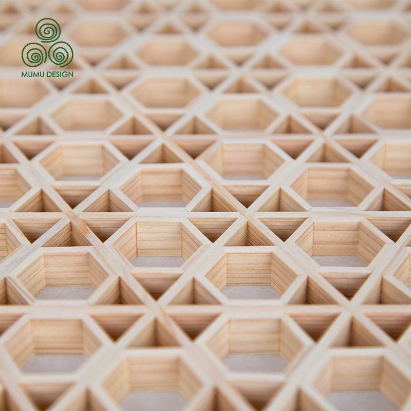 Geometric Art Kumiko Hand Carved Wall Screen Panel