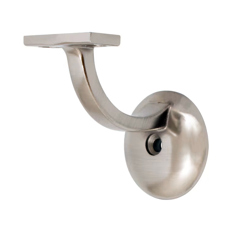 Heavy-Duty Round Aluminum Handrail Bracket -Satin Nickel