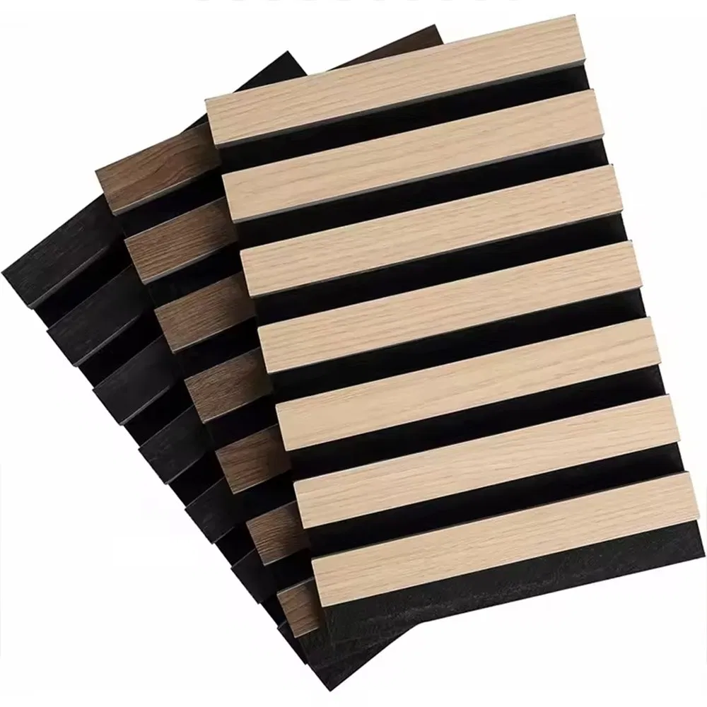 Eco-Friendly Acoustic Panel Wood Slat Polyester Fiber for Room Wall
