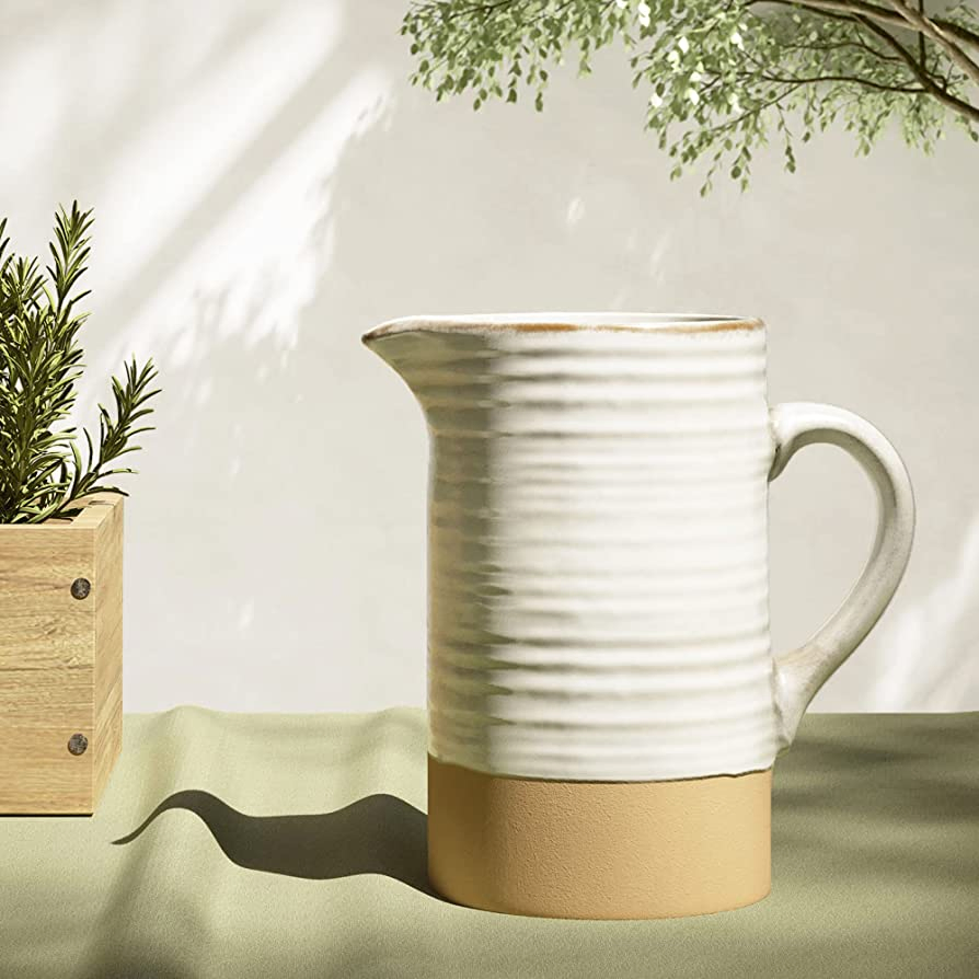 Rustic White Water Pitcher Ceramic Milk Jug