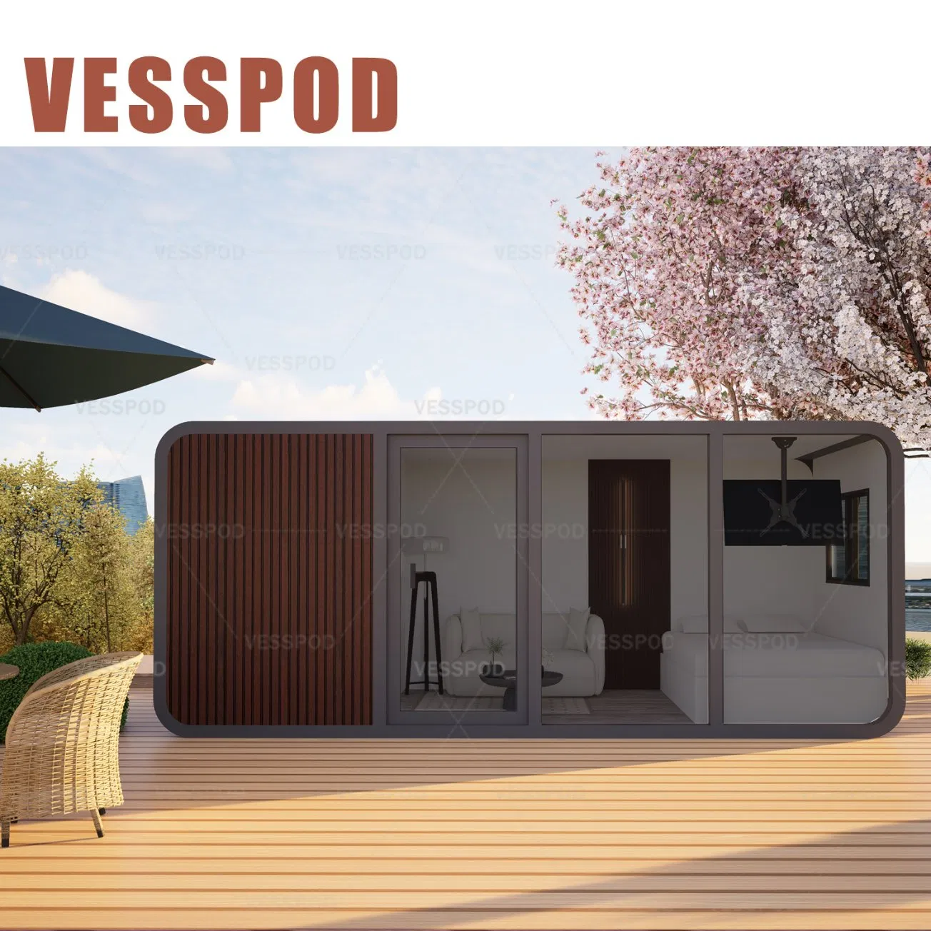 Vanuatu Luxury Capsule High Quality Cafe Luxury Prefab House Office Apple Cabin