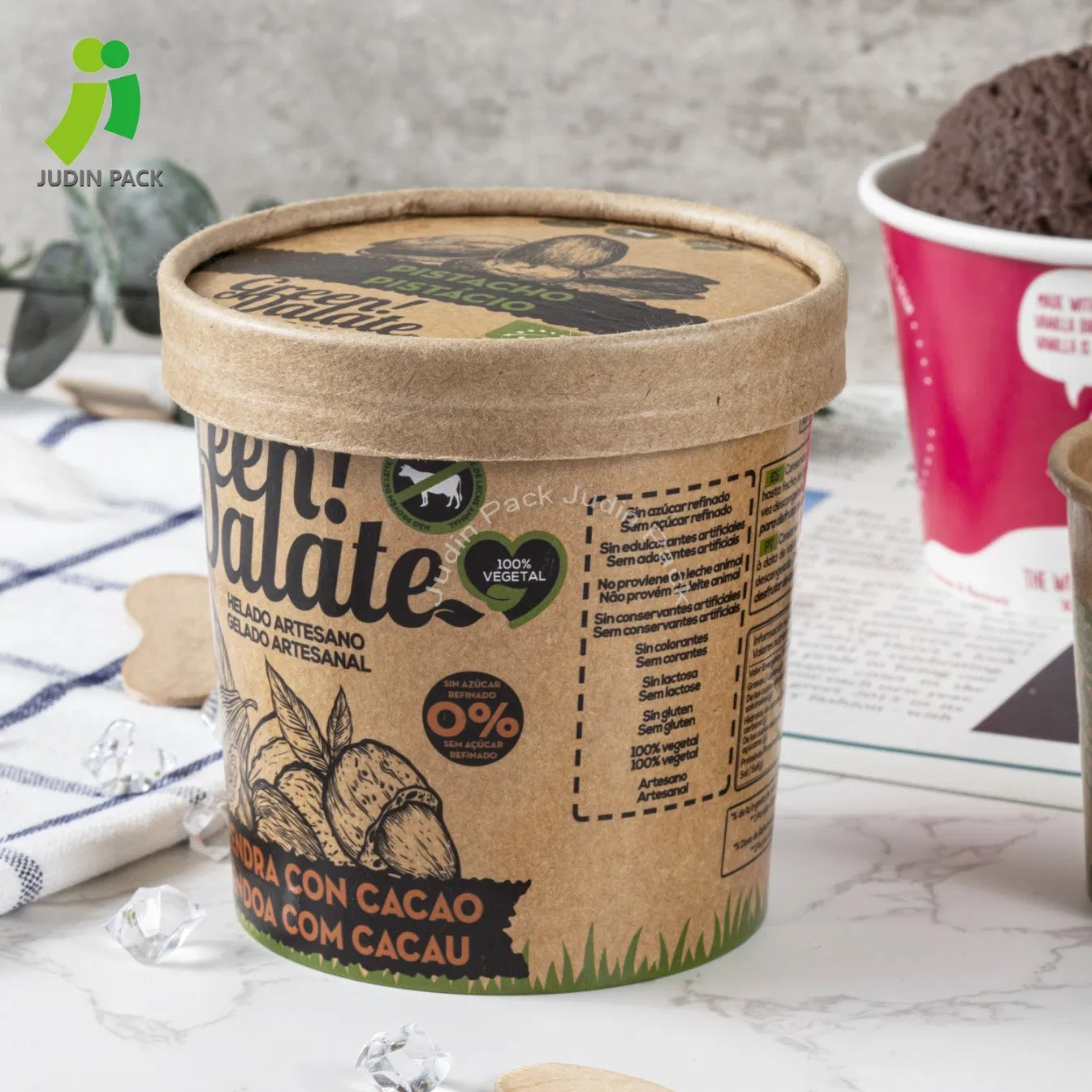 China Factory Disposable Ice Cream Cup with Lid