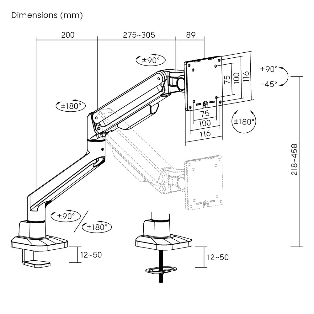 Кронштейн для монитора LUMI LDT86-C012, 17-40 дюймов, 12 кг