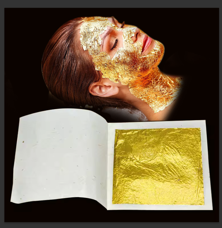 24K Gold Leaf Sheet Manufacturer 4.33X4.33cm Gold Foil for Beauty Skin Face