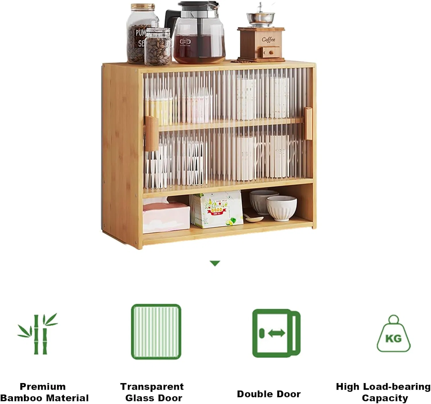 Bamboo Made Modern Creative Dust-Proof Cup, Bowl, Dish, Bamboo Storage Cabinet