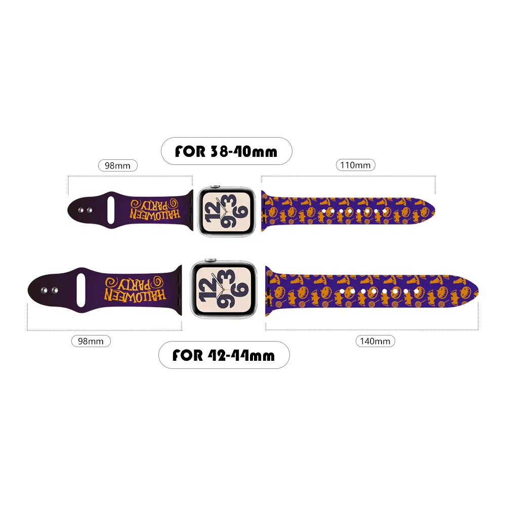 Halloween Silicone Watchband for Apple Watch Band 40mm 44mm 38mm 42/44mm 38/40mm Strap Bracelet for iWatch Series 3 4 5 6 7 Band