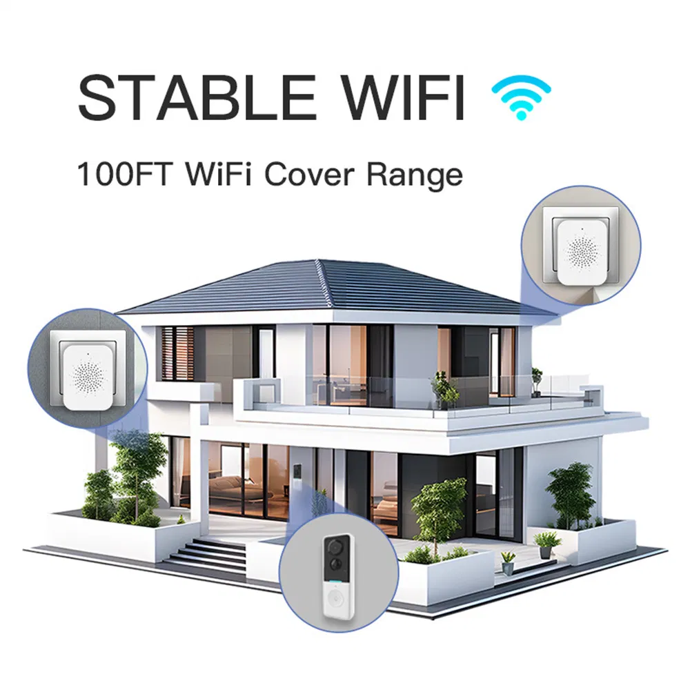 Wf015D-013D Wireless Video Doorbell Camera with PIR Motion Detection, 720p HD Smart Doorbell, Two-Way Audio, Tuya APP, WiFi Security Video Doorbell for Home