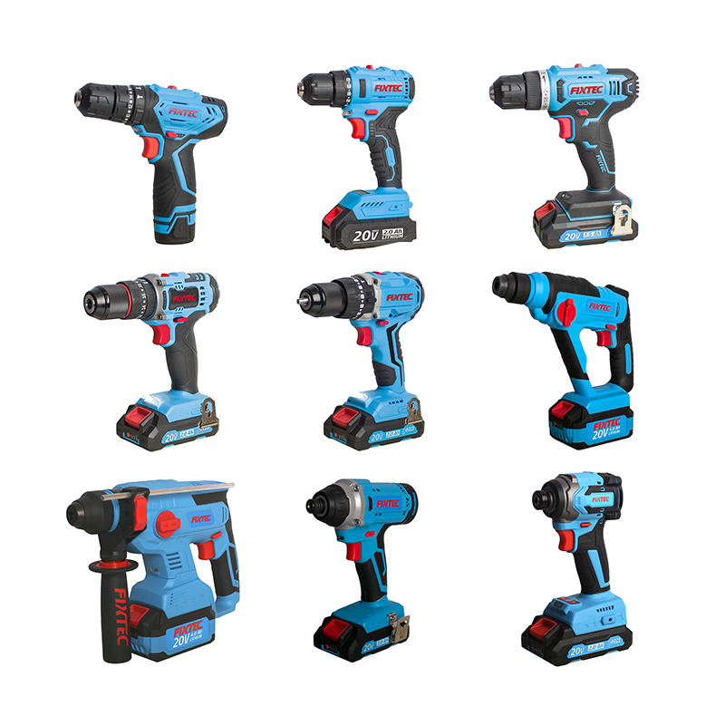 Fixtec Wholesale Power Tools Electric Drill 12V 18V 20V Lithium Battery Cordless Impact Hammer Drill Machine