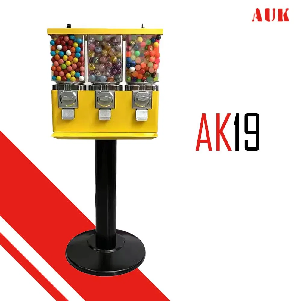 Ak19 Steel Triple Vendor Gumball Bulk Candy Vending Machine
