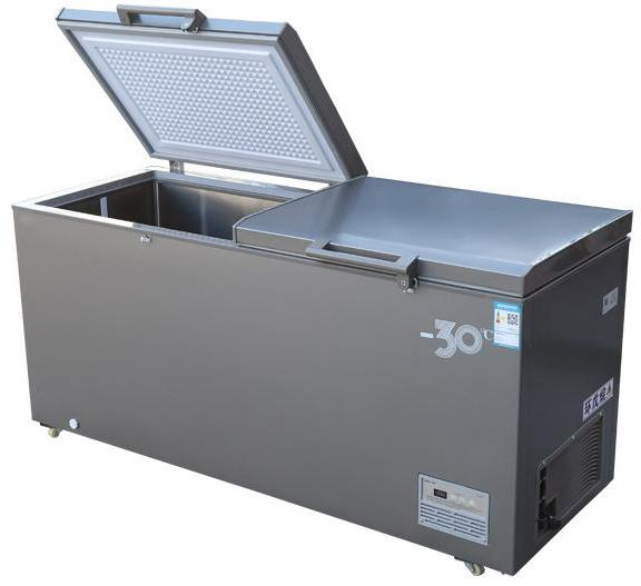 Spacious Three-Door Gray Deep Freezer for Efficient Storage