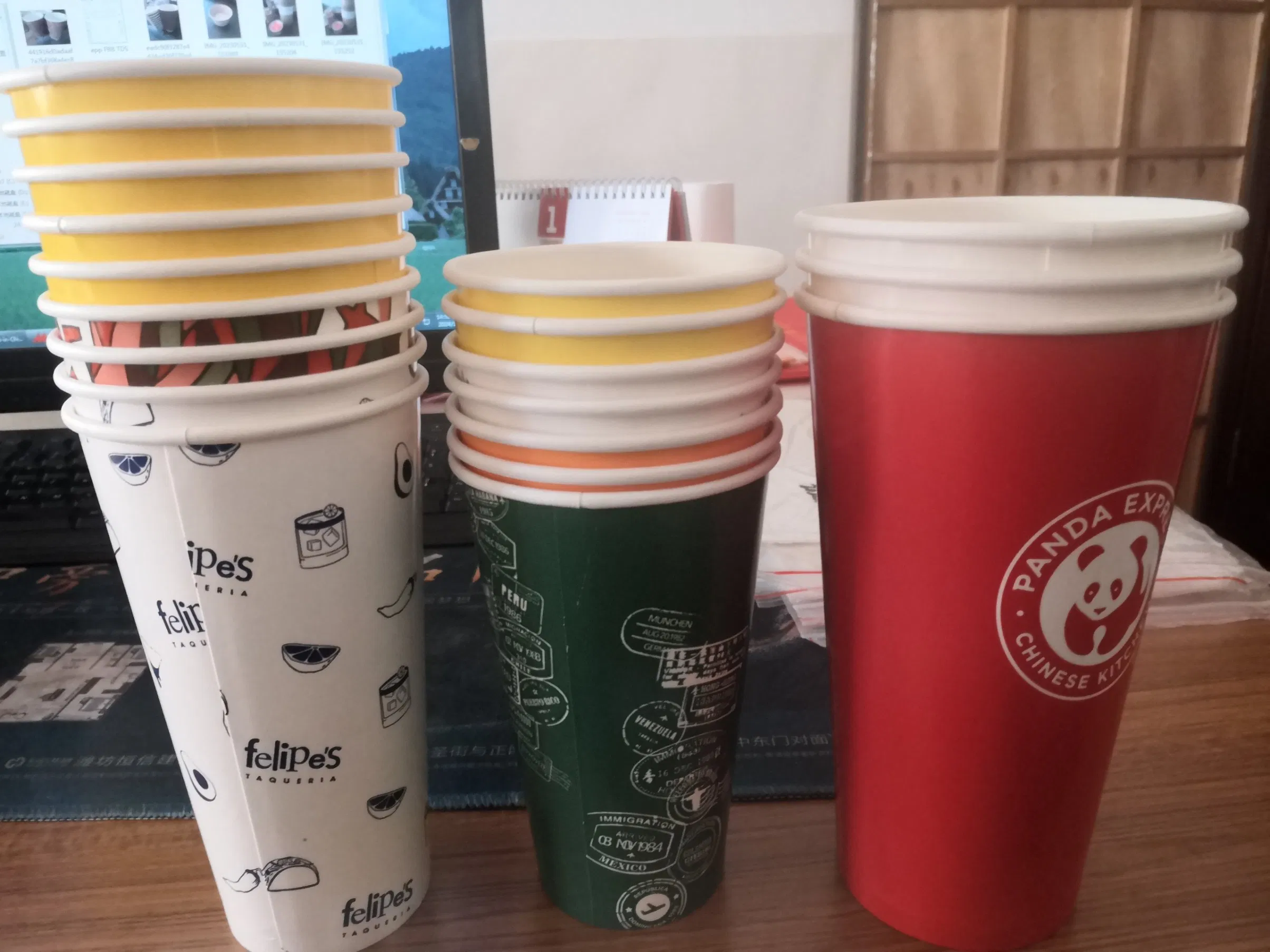 2.5-32oz Single Double Wall Disposable Coffee Paper Cups with Lids